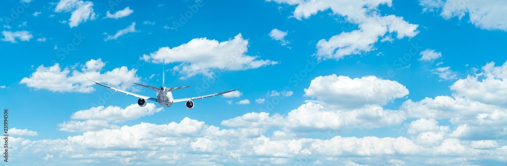 Naklejka premium Samolot, samolot, błękitne niebo