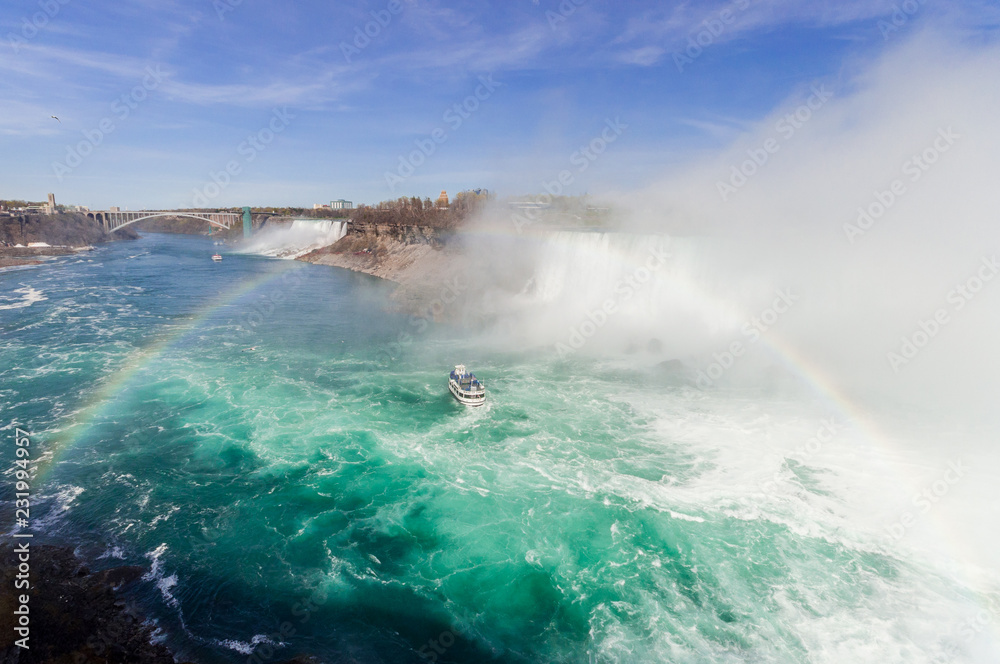 View at Niagara river near waterfall side at summer time