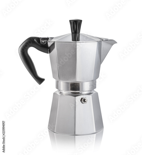 Stovetop coffee maker isolated on white background