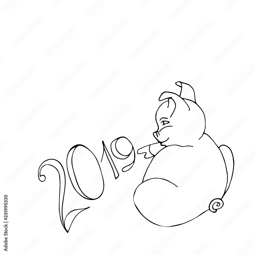 Obraz premium Coloring the Cute Cartoon Pig. Educational Game for Kids. Vector illustration