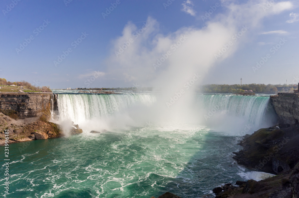 View at Niagara Falls from Canadian side at summer time