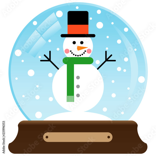 Vector illustration of a snowman in a snowball