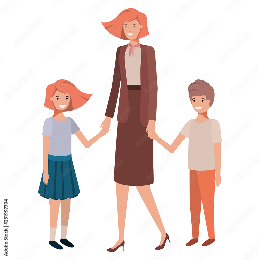 mother and children avatar character