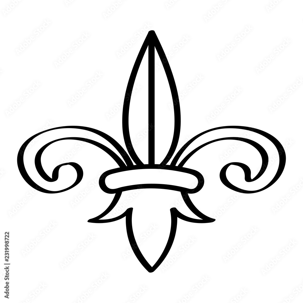 Mardi gras symbol. Fleur de lys outline. Vector illustration design Mardi gras symbol. Fleur de lys outline. Vector illustration design