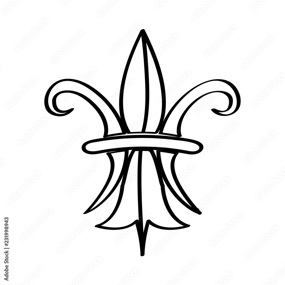 Mardi gras symbol. Fleur de lys outline. Vector illustration design