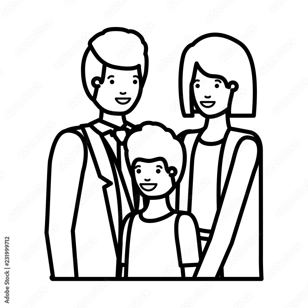 parents couple with son avatar character