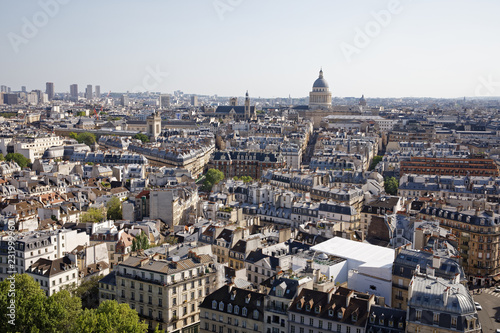 Paris, France - May 6, 2018: Aerial view shot from Notre-Dame Cathedral with the Pantheon in the background © JEROME LABOUYRIE