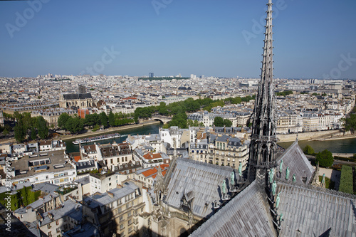 Paris, France - May 6, 2018: Aerial picture viewed from Notre Dame de Paris roof