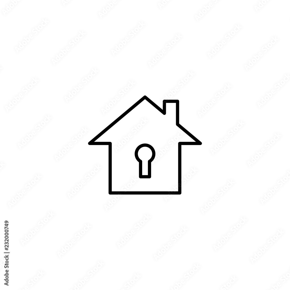 home with keyhole line black icon on white background home with keyhole line black icon on white background