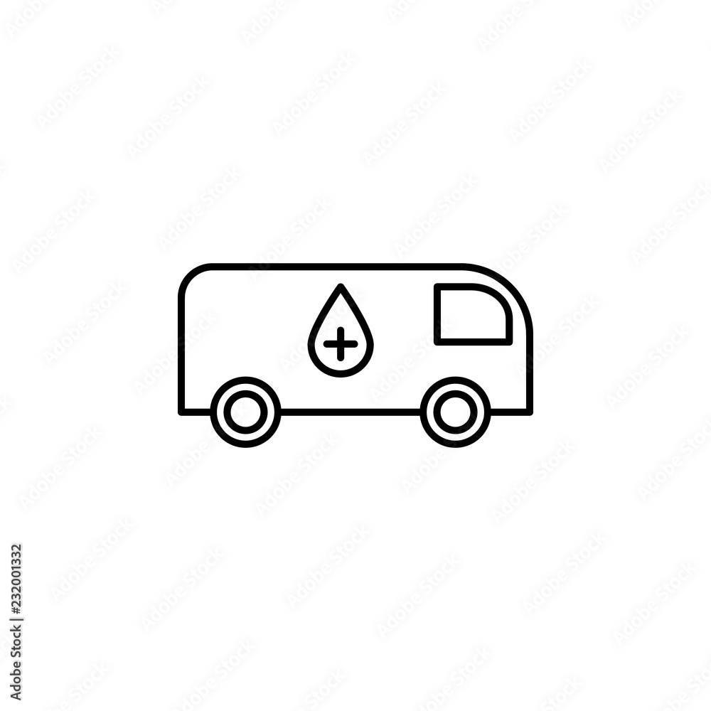 blood donation, ambulance icon. Element of blood donation icon. Thin line icon for website design and development, app development
