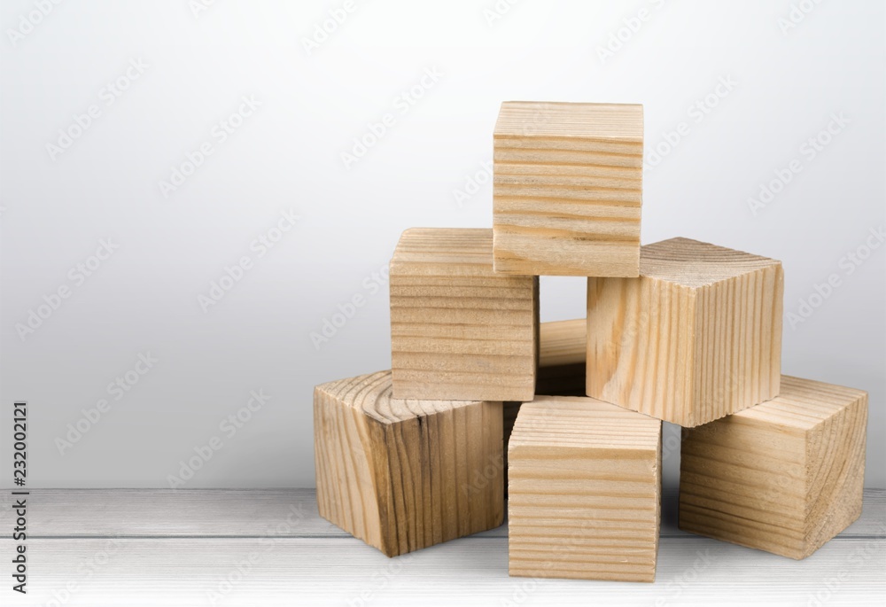 Wooden cubes on table background Wooden cubes on table background
