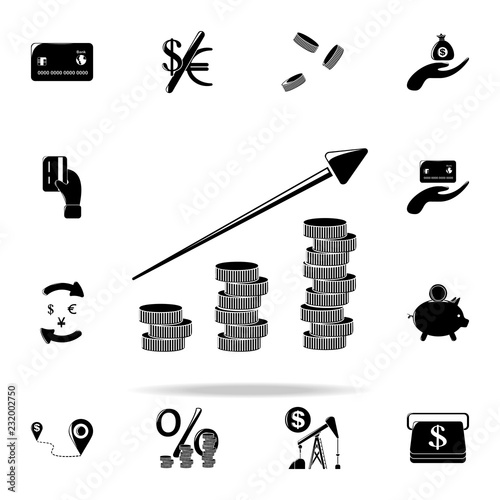 arrow of growth and penny icon. Finance icons universal set for web and mobile