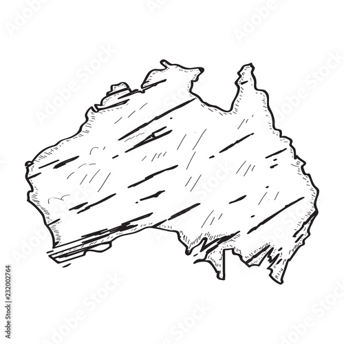 Sketch of a map of Australia. Vector illustration design