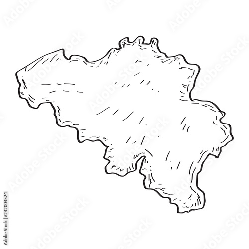 Sketch of a map of Belgium. Vector illustration design