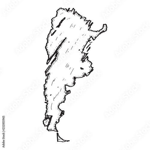 Sketch of a map of Argentina. Vector illustration design