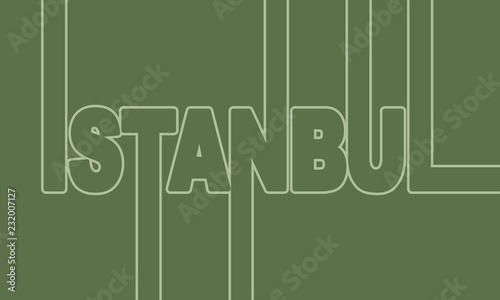 Image relative to Turkey travel theme. Istanbul city name in geometry style design. Creative vintage typography poster concept. Neon bulbs letters