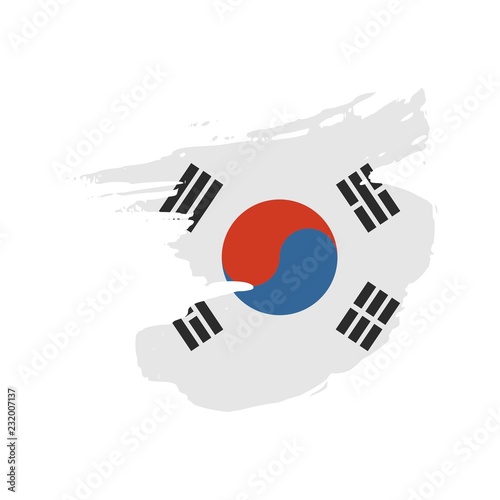 South Korea flag grunge style. South Korea brush stroke national country flag icon.
