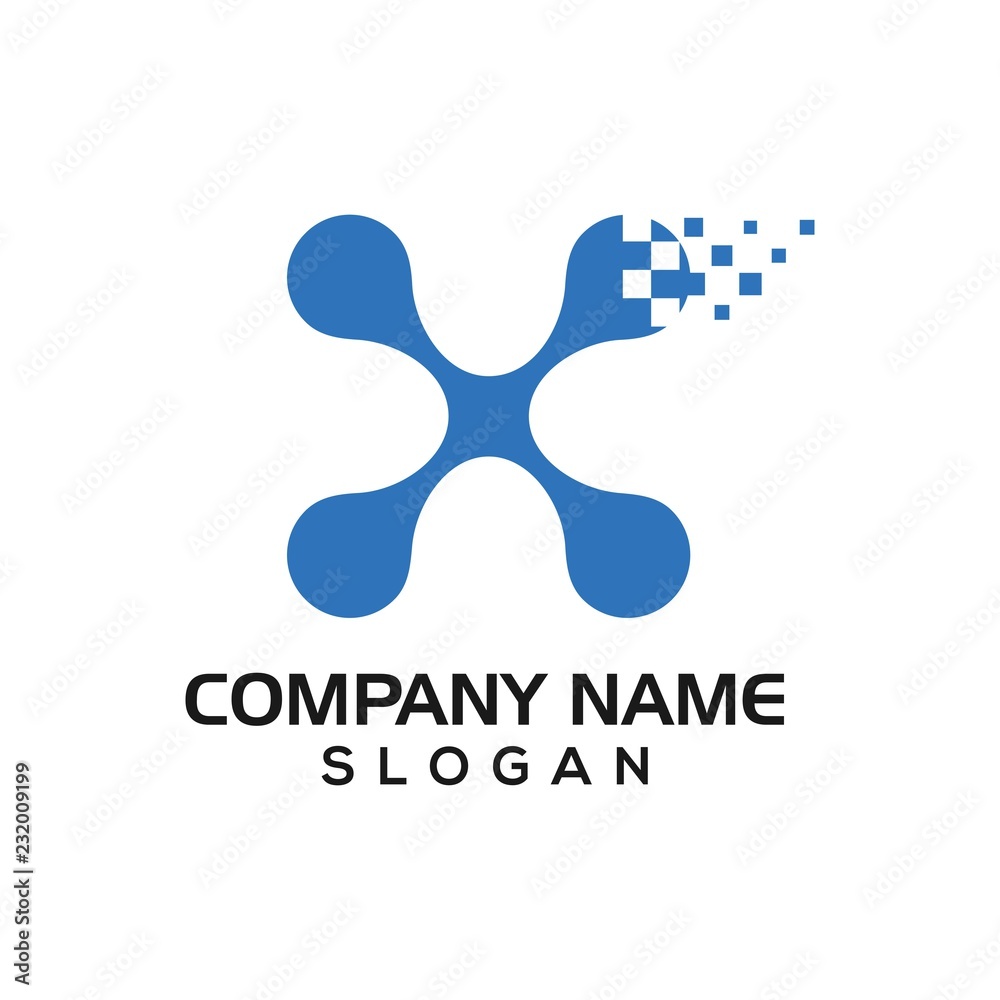 X connection, combination of letter X and connection symbol and