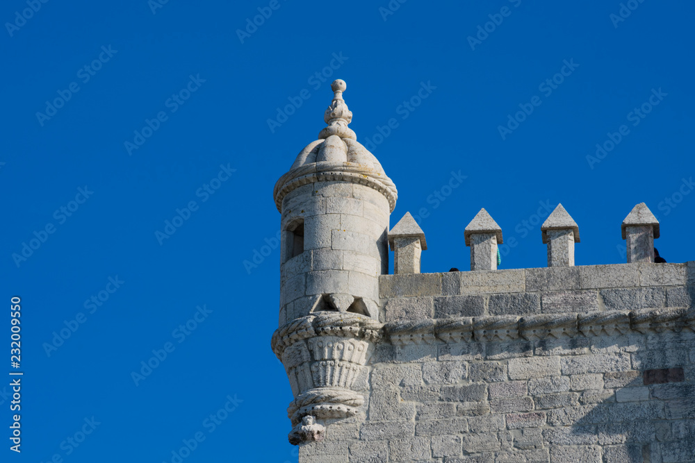 Belem Tower or Tower of St Vincent (Torre de Belem) is a fortified tower located in the civil parish of Santa Maria de Belem. Belem, Lisbon. Portugal