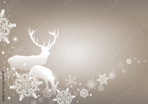 Rentiere mit Schneeflocken Kulisse und Textfreiraum - Weihnachten
