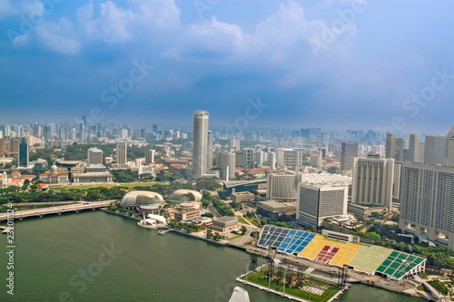 Aerial view of Singapore trade and exhibition district