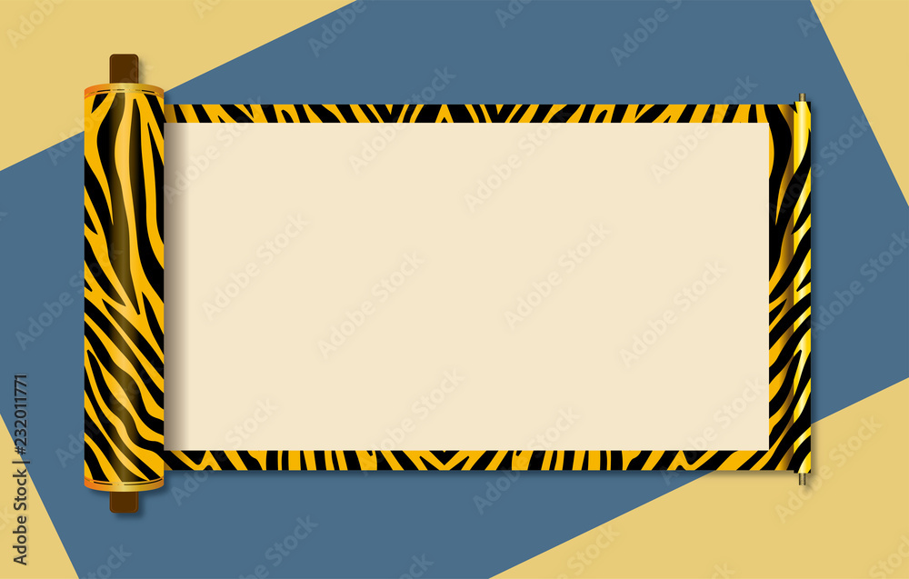 イラスト素材 巻物 無地 虎柄 背景有り 巻子本 巻子装本 Scroll Stock Illustration Adobe Stock