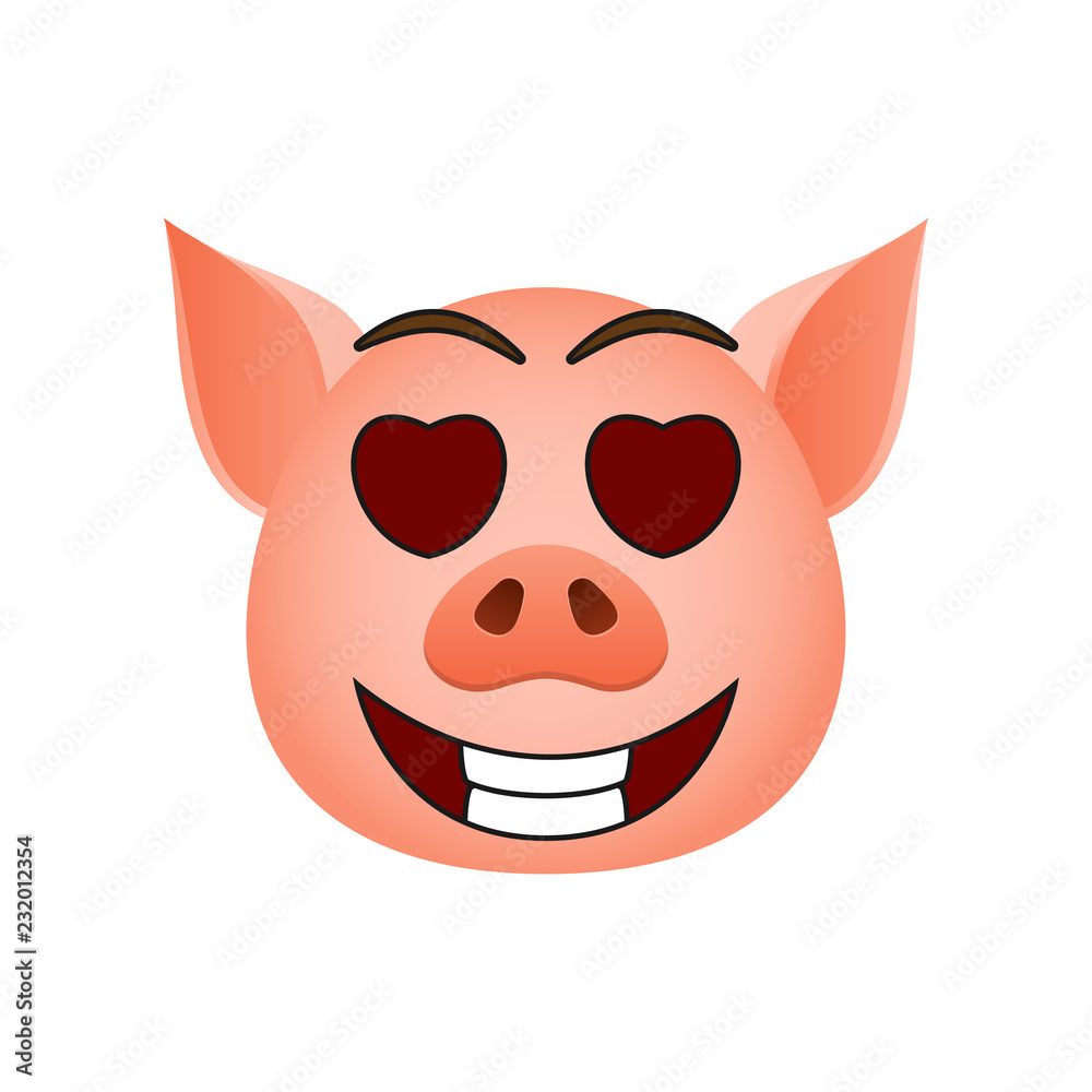 Fototapeta premium Pig in eyes with hearts emoji icon. Element of new year symbol icon for mobile concept and web apps. Detailed Pig in eyes with hearts emoji icon can be used for web and mobile