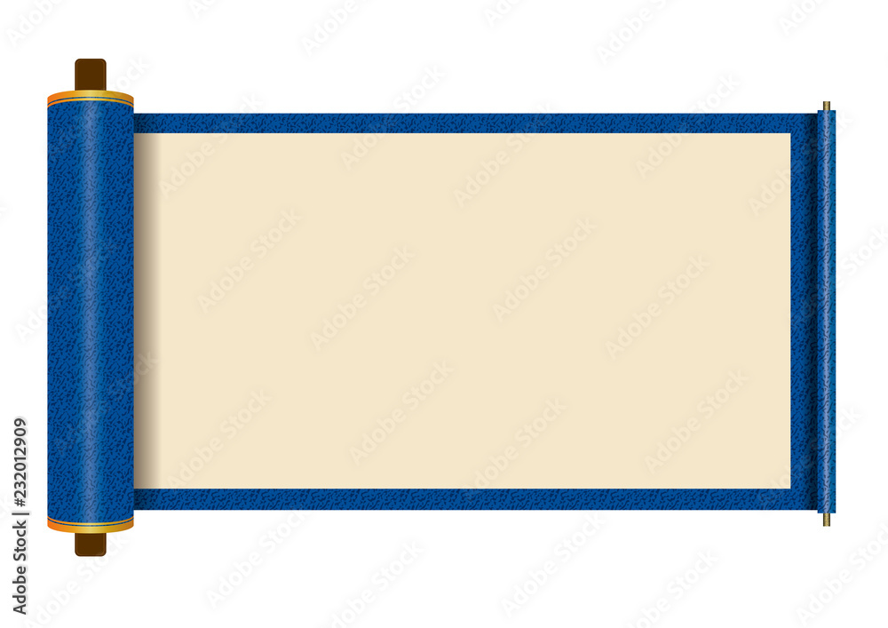 イラスト素材 巻物 無地 青 背景なし 巻子本 巻子装本 Scroll Stock Illustration Adobe Stock
