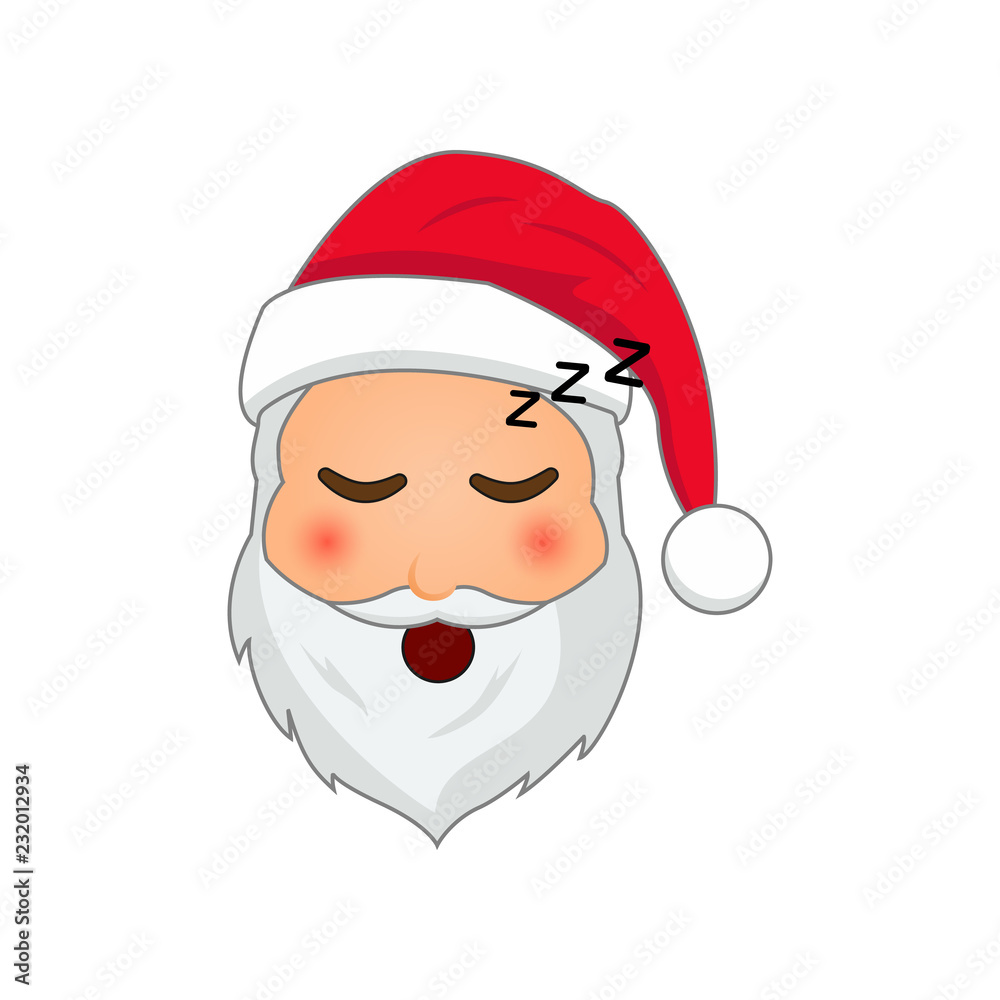 Emoji Santa Claus. Winter Holidays Emoticon. Santa Clause in asleep emoji icon