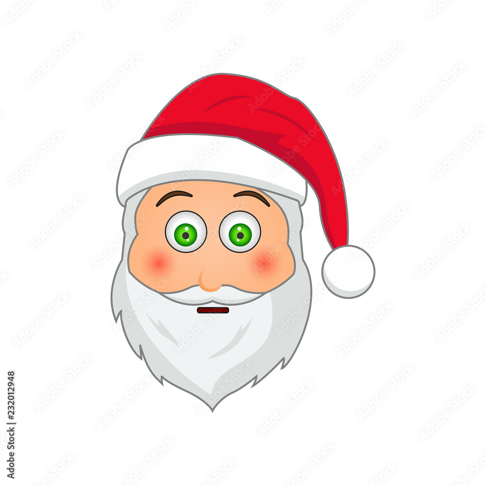 Emoji Santa Claus. Winter Holidays Emoticon. Santa Clause in bewilderment emoji icon