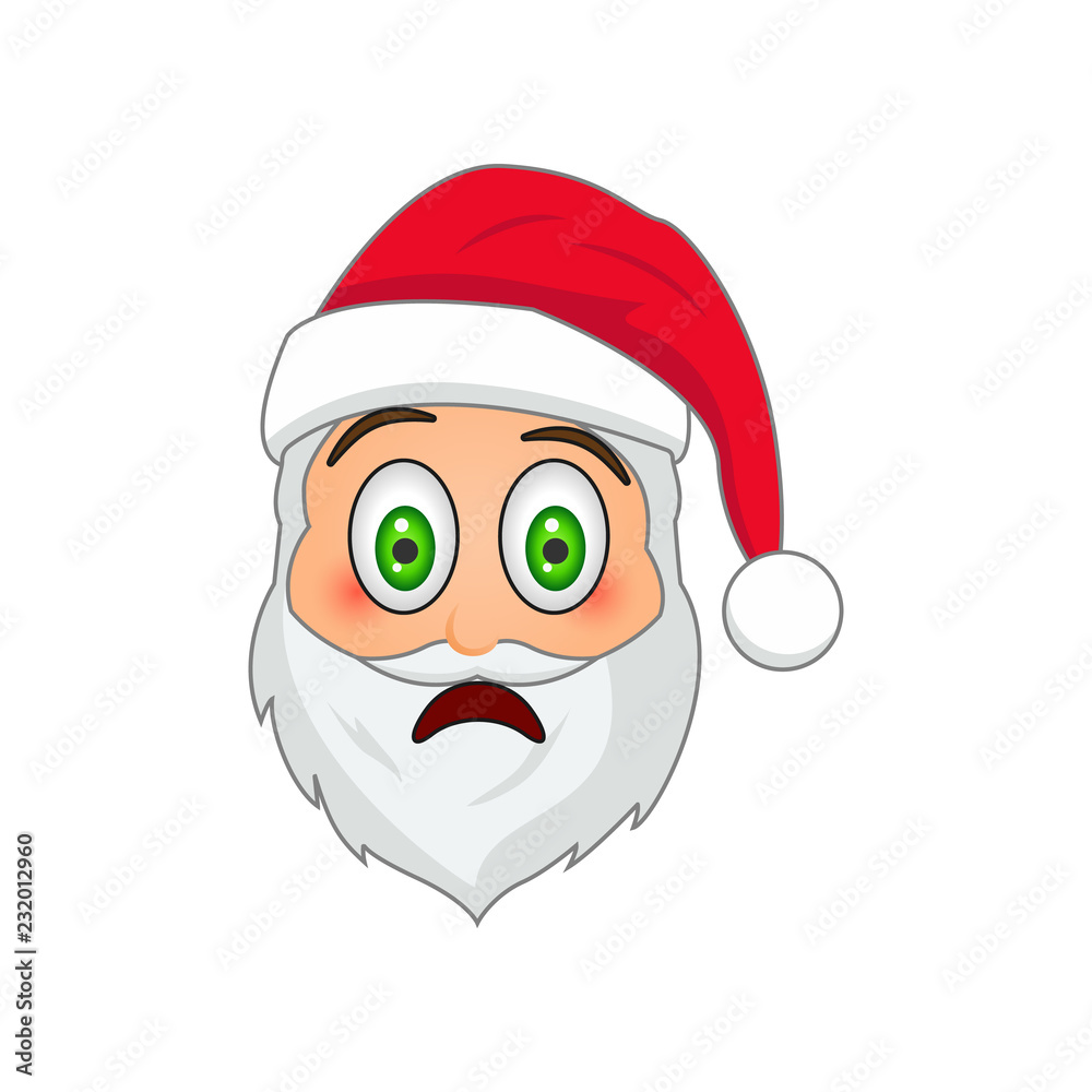 Emoji Santa Claus. Winter Holidays Emoticon. Santa Clause in frightened emoji icon Emoji Santa Claus. Winter Holidays Emoticon. Santa Clause in frightened emoji icon