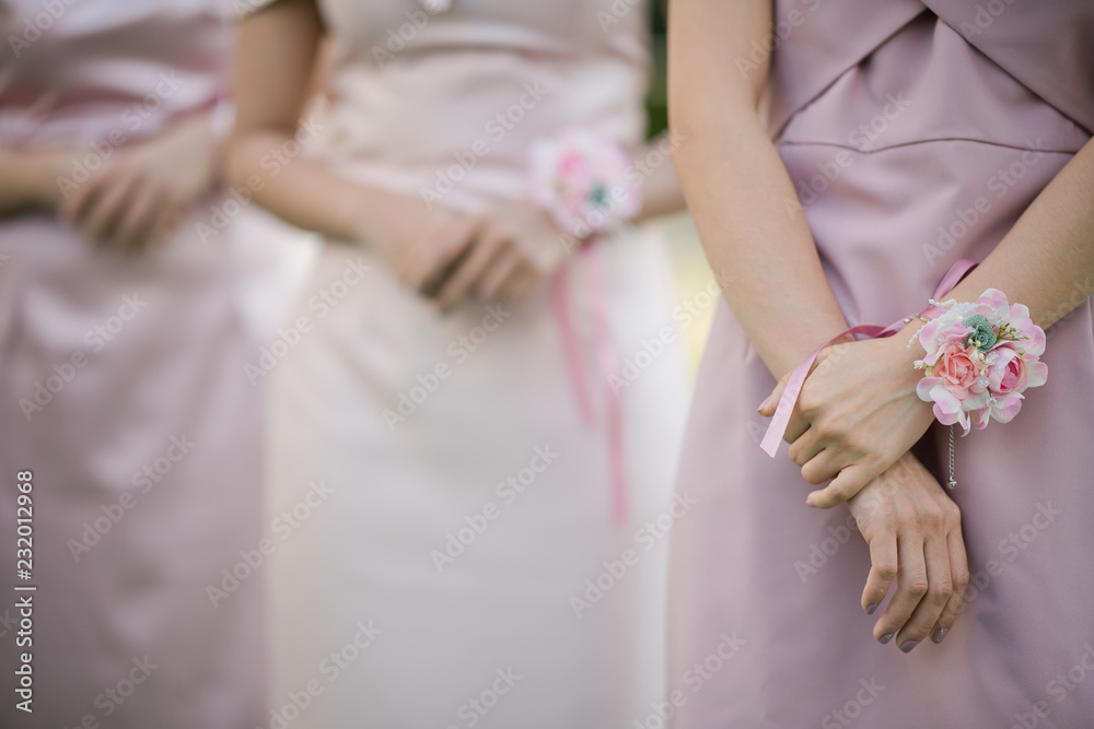 wedding flower on bride hand, bouquet flower