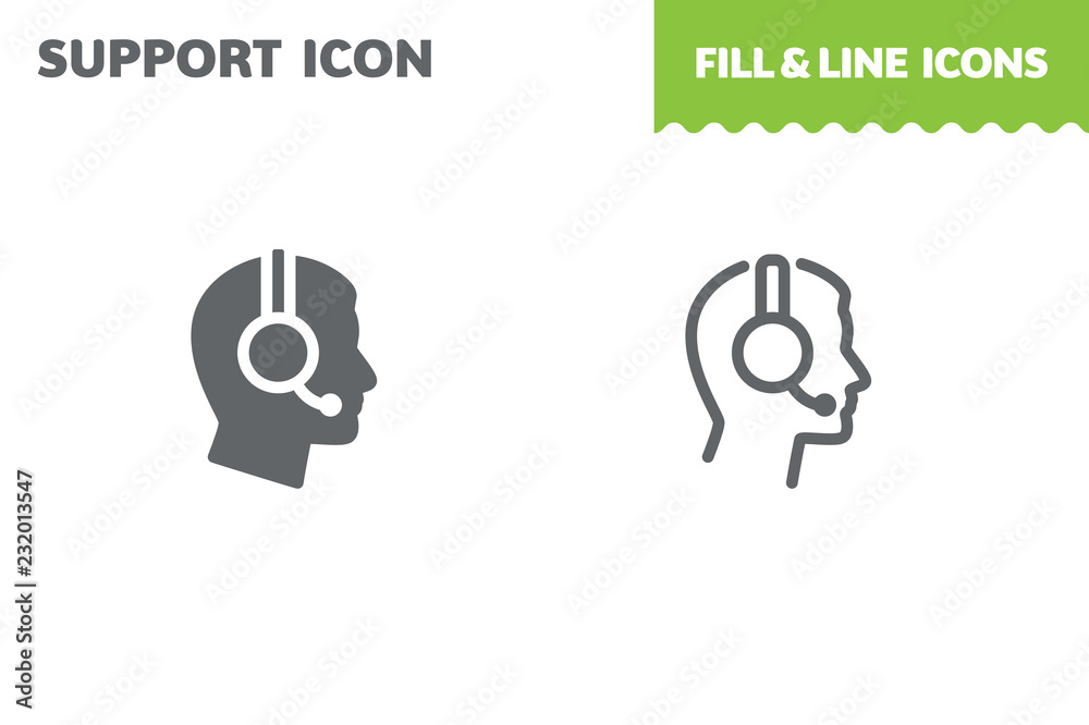 Support icon, vector. Fill and line. Flat design. Ui icon Support icon, vector. Fill and line. Flat design. Ui icon
