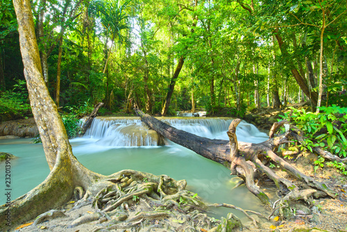 Erawan waterfall at Kanchanaburi , Thailand, beautiful waterfall, forest, 