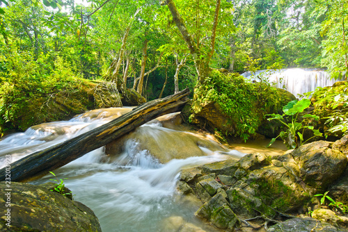 Erawan waterfall at Kanchanaburi   Thailand  beautiful waterfall  forest  