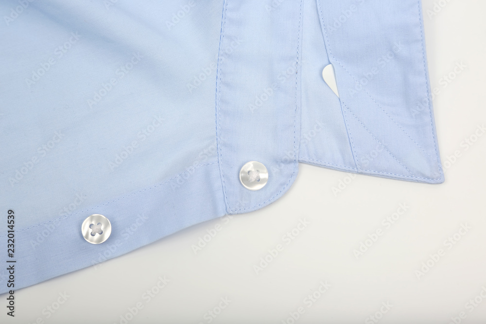 Blue shirt collar on white background