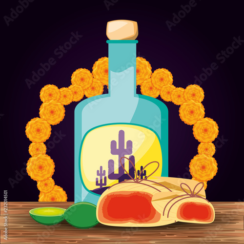 tequila bottle day of the dead party