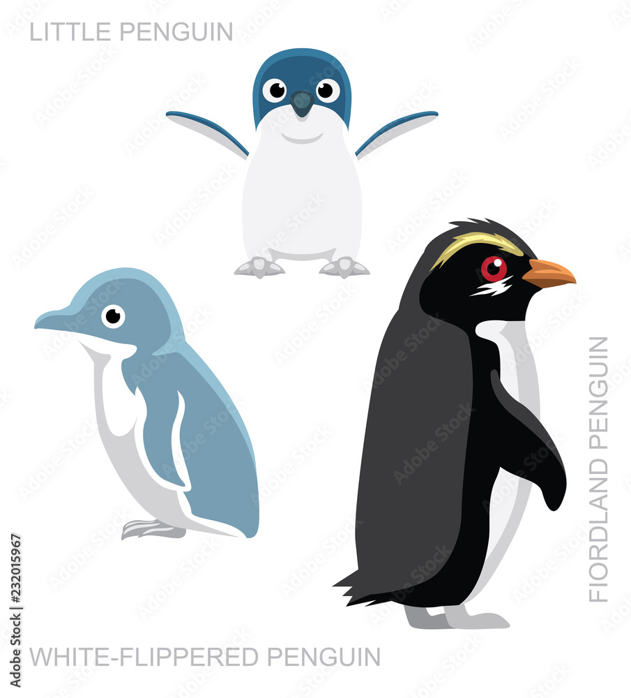 Bird White-Flippered Penguin Set Cartoon Vector Illustration Bird White-Flippered Penguin Set Cartoon Vector Illustration