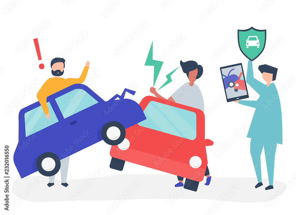 An insurance agent resolving a car accident An insurance agent resolving a car accident