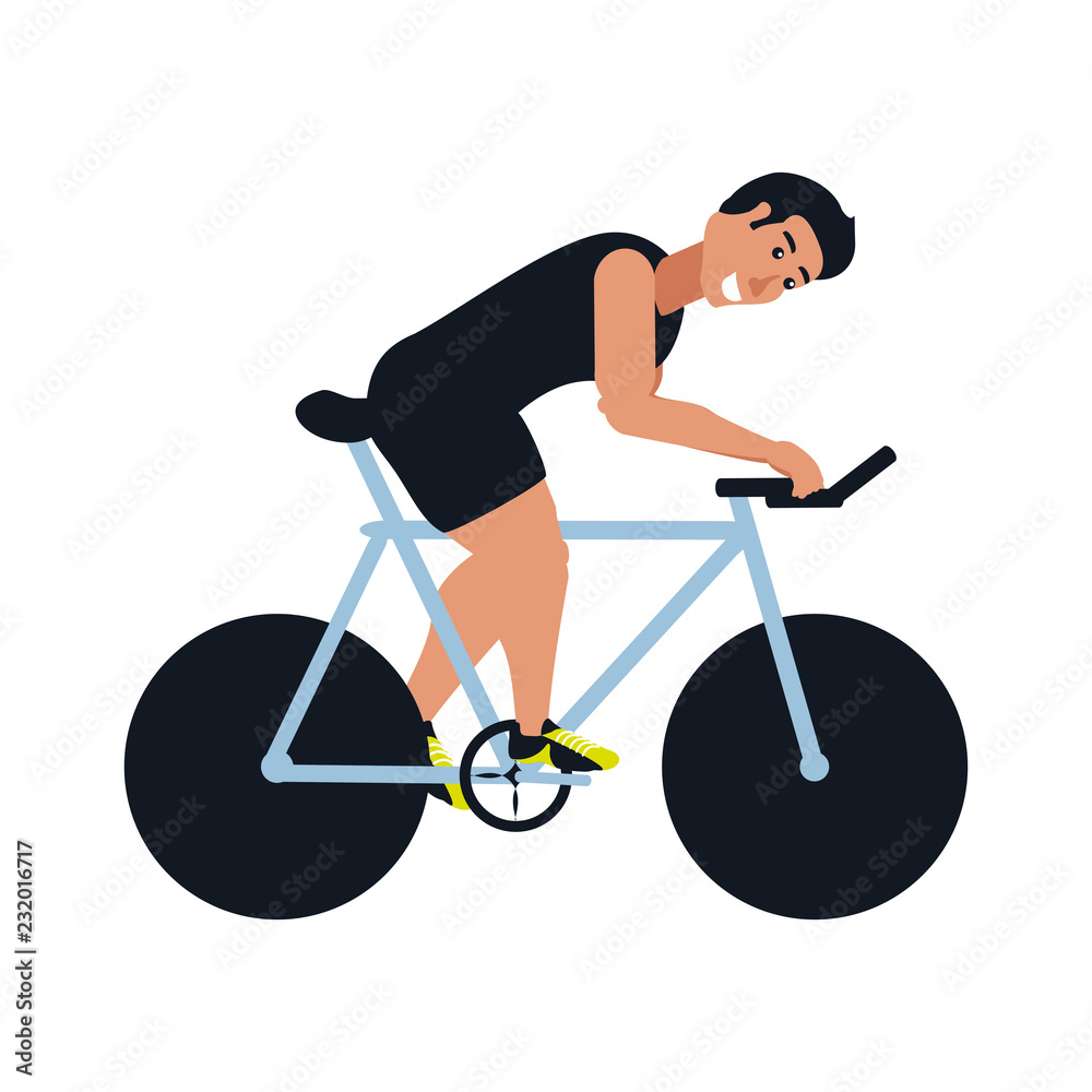 Obraz premium young athletic man in bicycle