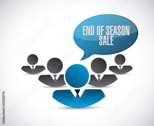 End of season sale, teamwork communication concept illustration