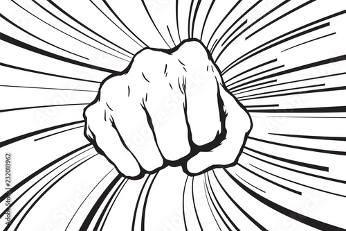 Punching fist hand vector 