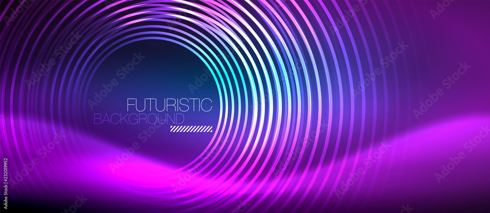 Neon glowing circles background Neon glowing circles background