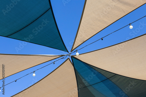 Sunshade awnings tent with sky. sunblind