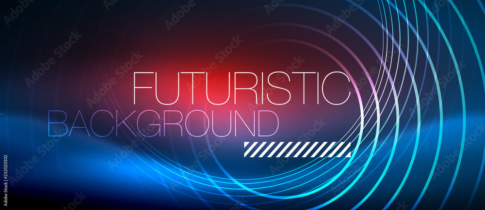Neon glowing circles background Neon glowing circles background