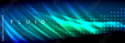 Liquid neon flowing waves, glowing light lines background