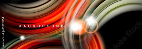 Mixing color waves on black, liquid flowing shapes