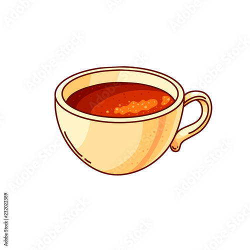 Coffee cup hand drawn color vector illustration