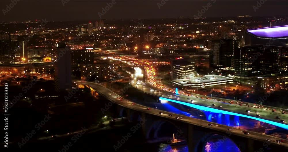 I35 W Bridge - Traffic at Dusk - Aerial VIew I35 W Bridge - Traffic at Dusk - Aerial VIew
