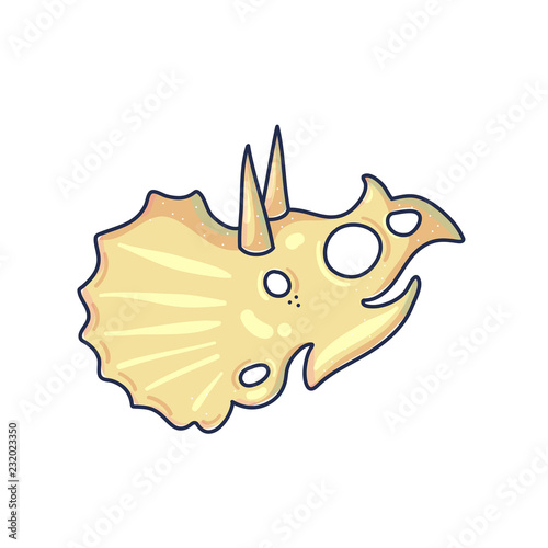Dinosaur skull hand drawn vector color illustration